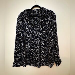 Banana Republic polka dot blouse. Black with pink and white dots. Size xl